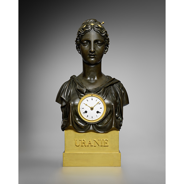A gilt and patinated bronze Urania clock