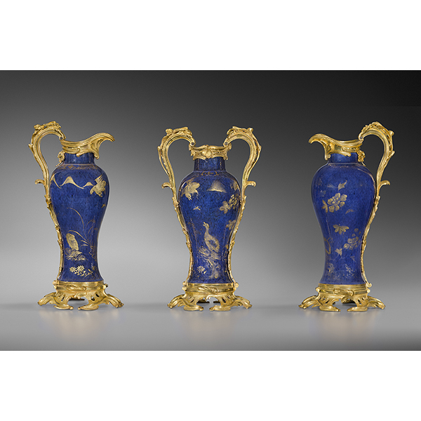 A Chinese powder-blue garniture