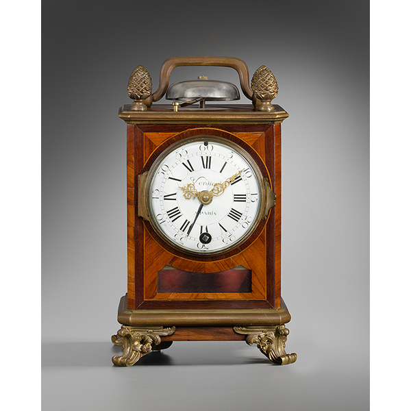 Une pendule de voyage ou de chambre à réveil matin par tirage, signée Verdier à Paris