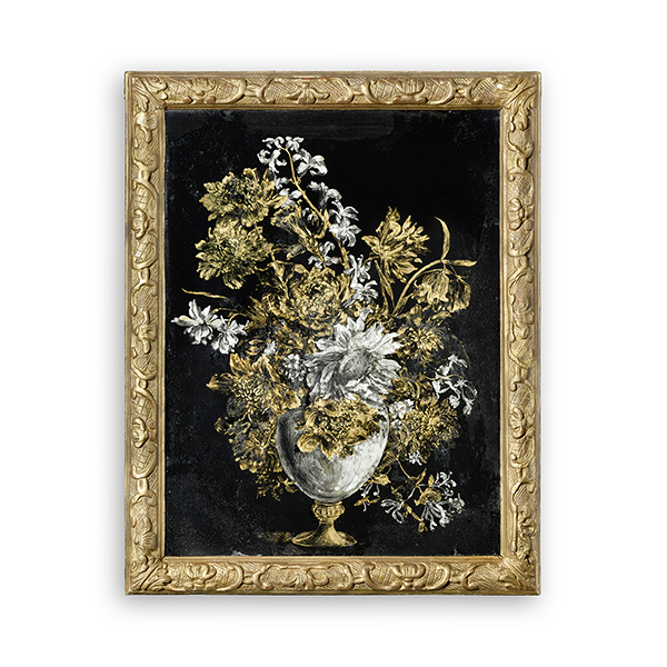 Paire de vases de fleurs en verre églomisé
